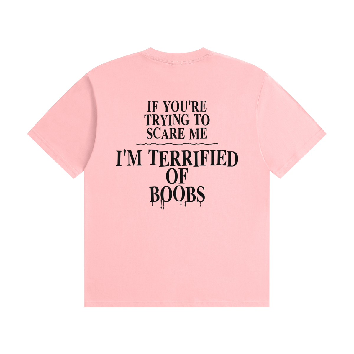 If You're Trying To Scare Me I'm Terrified Of Boobs T-Shirt | Funny Horror Font Tee (BACK)