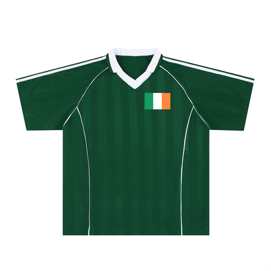 Dark green t-shirt with white print reading "I Love Ireland"