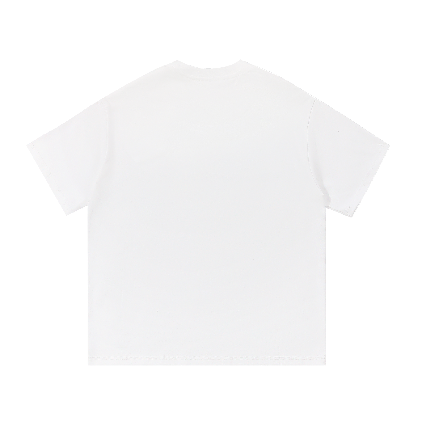 Plain white t-shirt, back view, no print visible