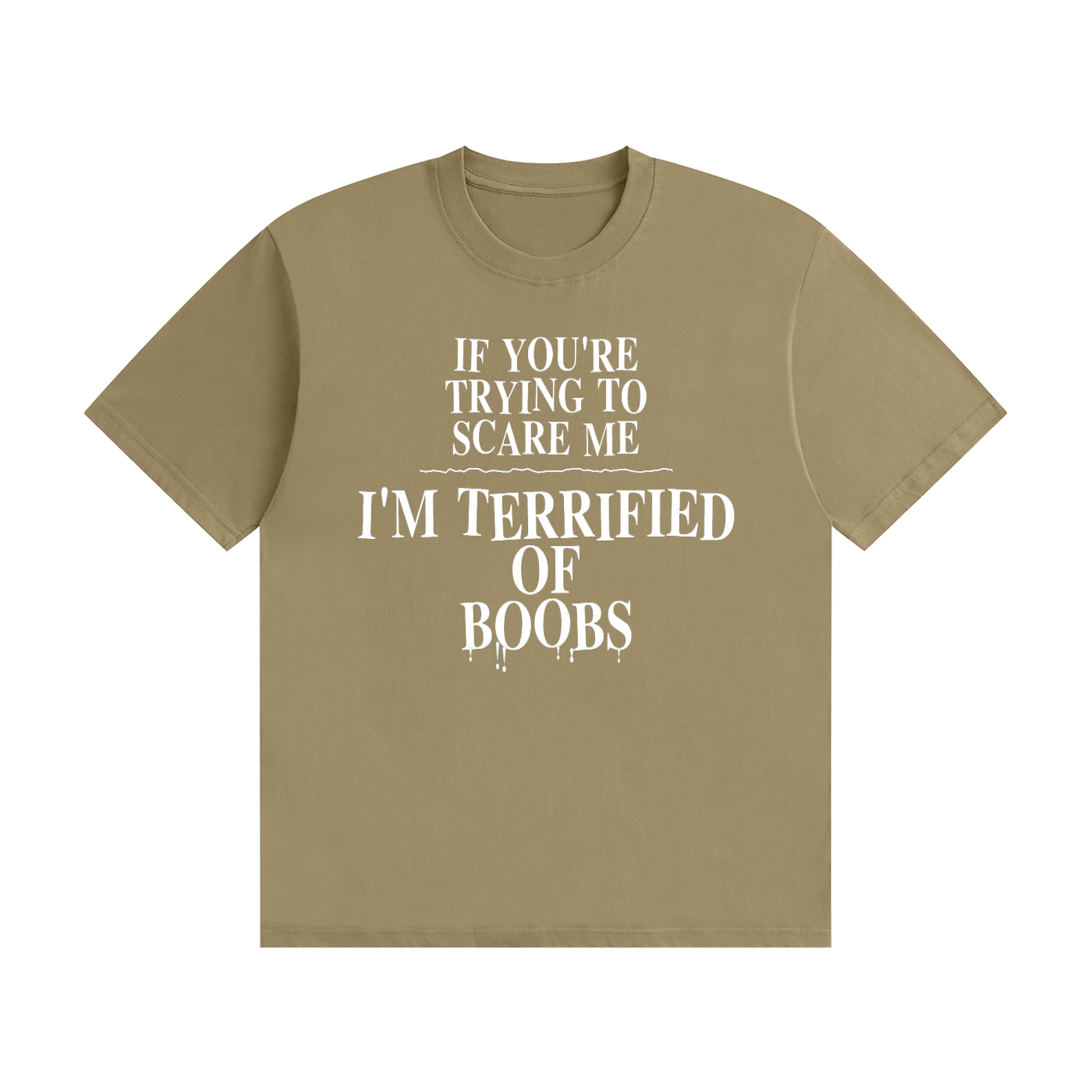 If You're Trying To Scare Me I'm Terrified Of Boobs T-Shirt | Funny Horror Font Tee