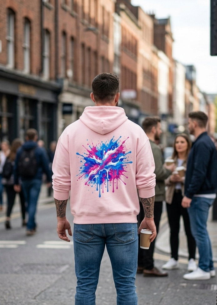Paint Splatter Back Print Hoodie – Heavyweight Oversized Streetwear